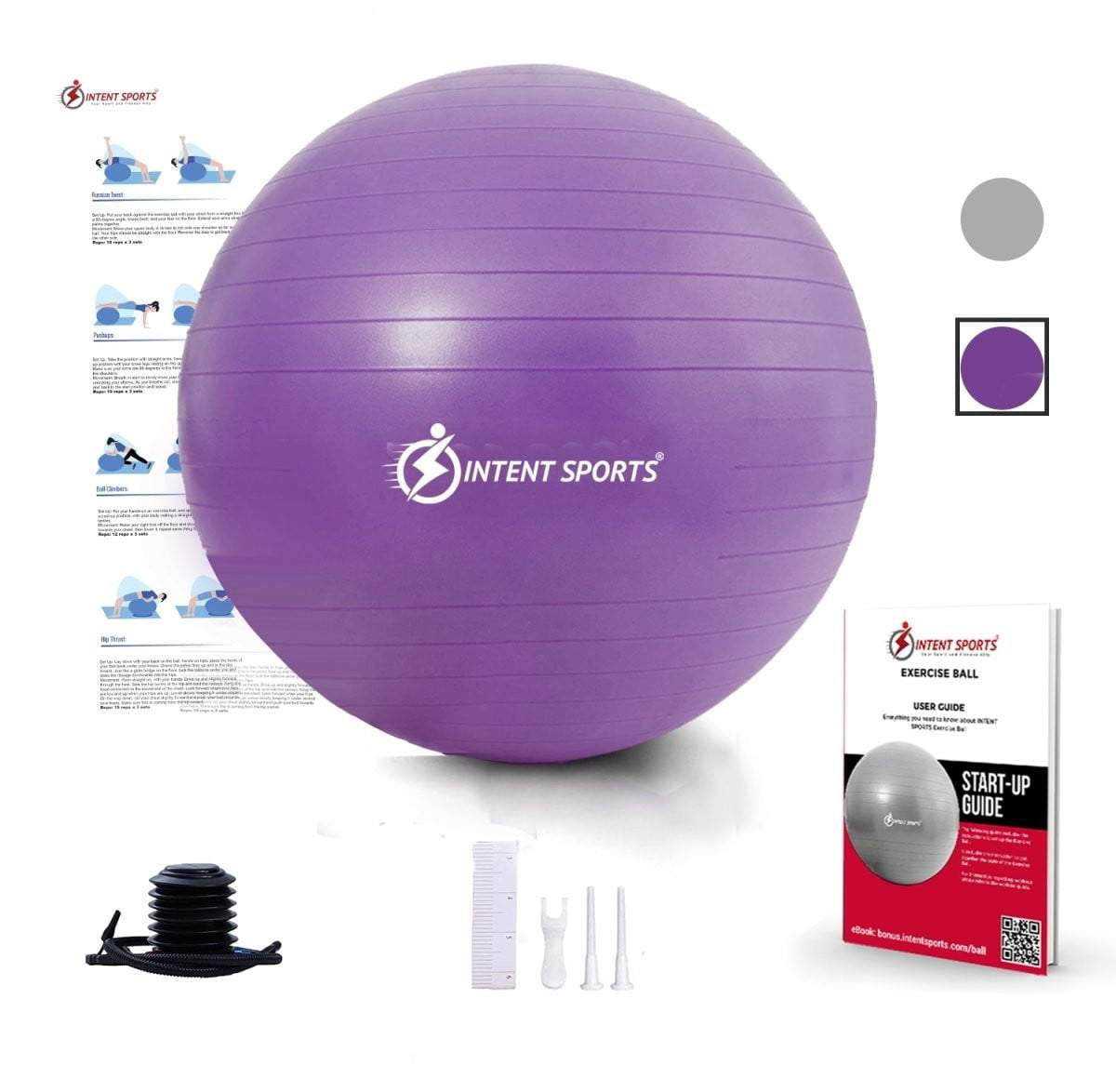 Exercise Ball Chair with Inflation Pump - Intent Sports