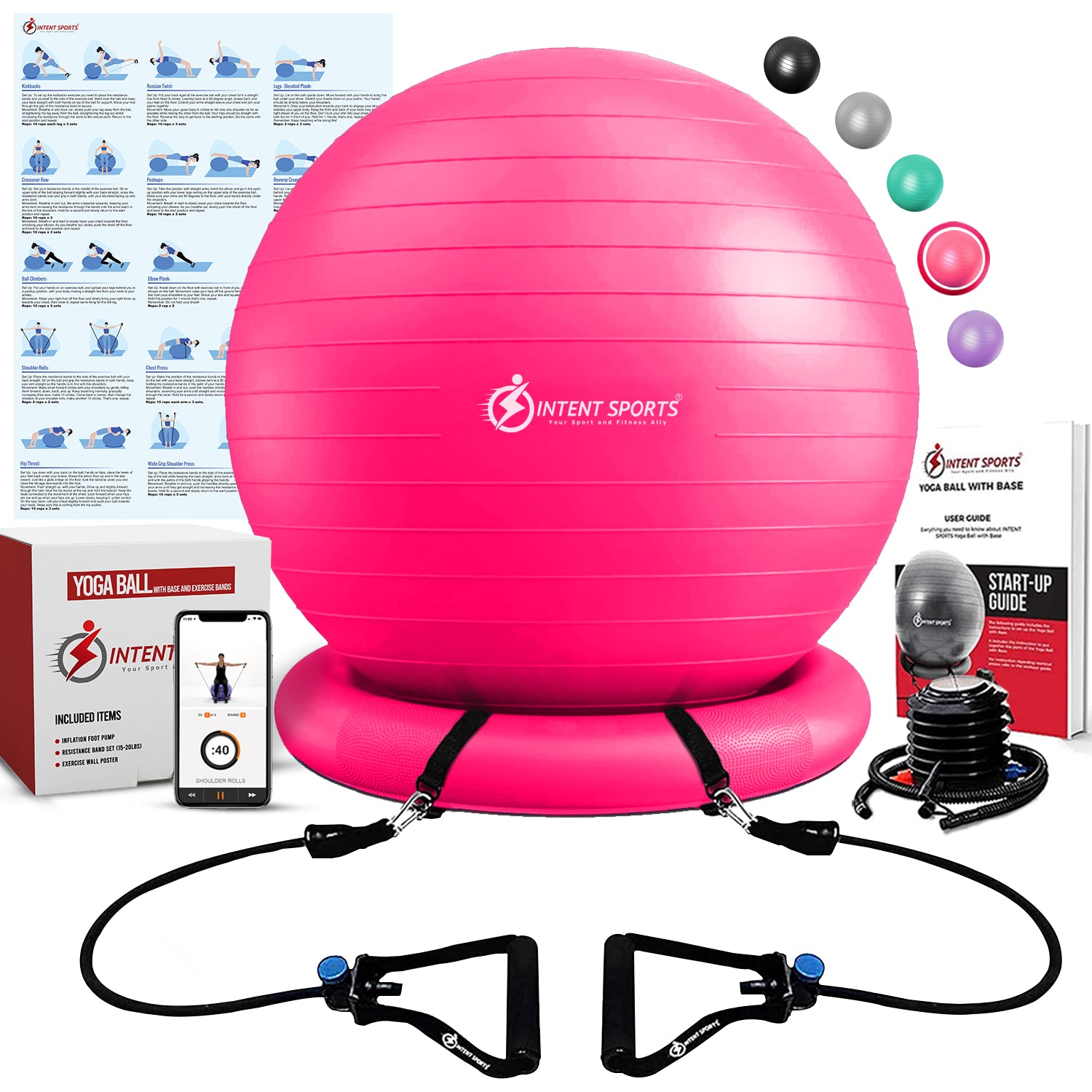 SHAPE UP Home Gym Accessories, Pilates Ball 65 inch, Thigh Master,  Resistance Band, Hip Trainer & Quick Pump, Pregnancy Ball & Workout  Equipment for Home Workout Set, Exercise Stability Yoga Ball 