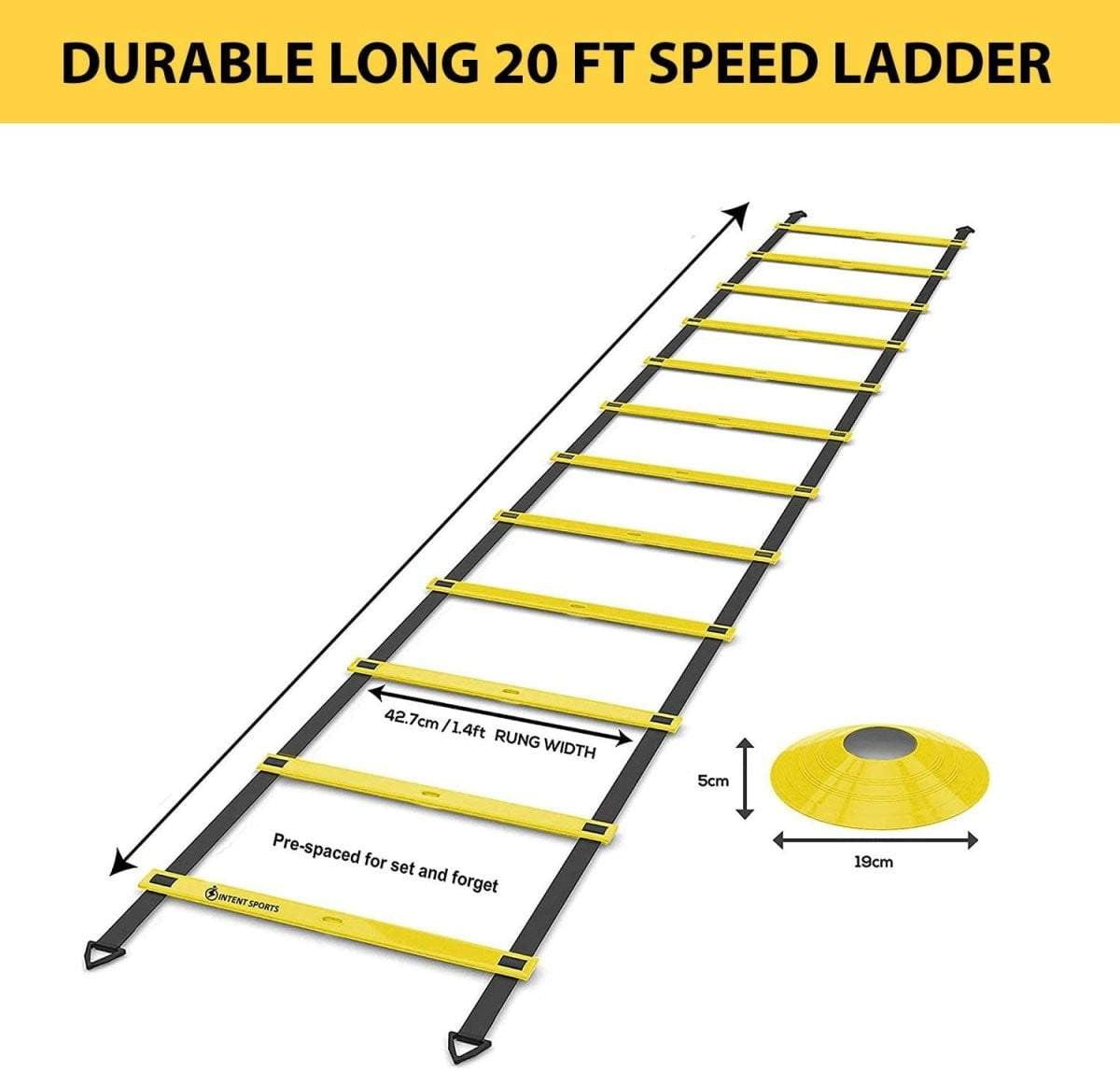 Agility Ladder 20ft and 10 Cones - Intent Sports